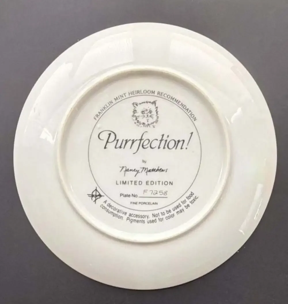 Franklin Mint Heirloom Purrfection! Limited Ed Decor Plate Nancy Matthews